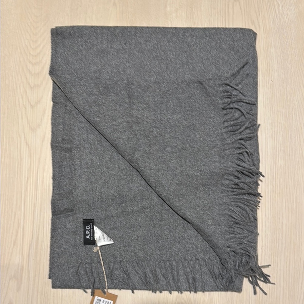 APC Gray oversized Fringe Scarf/ shawl